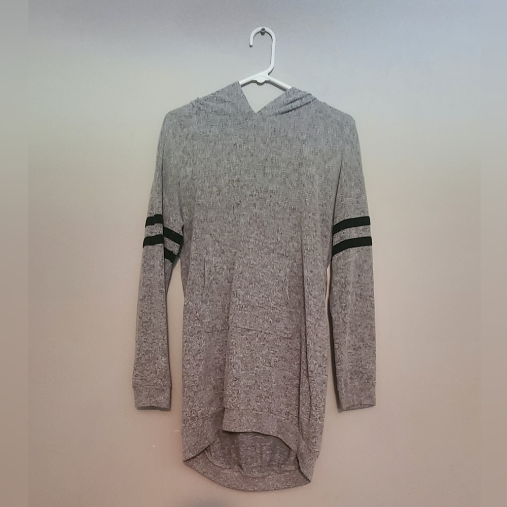Inspired Hearts Gray Sweater Dress with Pockets and hood